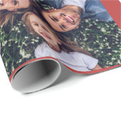 Festive Red Snowflakes Photo Collage Kerstmis Cadeaupapier (Rol Hoek)