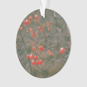 Festive Red Sparking Berries Natuur Foto Ornament (voorkant)
