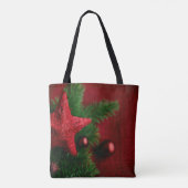 Festive Red Star Christmas  Bag Tote Bag (Achterkant)