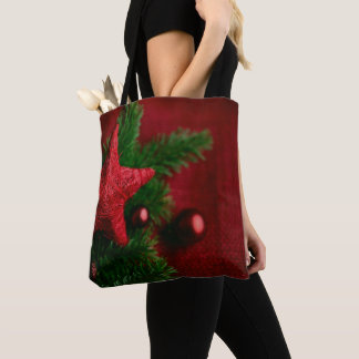 Festive Red Star Christmas Bag Tote Bag