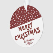 Festive Red Star Merry Kerstfeestay Keepslag Ornament (voorkant)