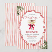 Festive Red Stripe & Holiday Christmas Brunch Kaart (Voorkant / Achterkant)