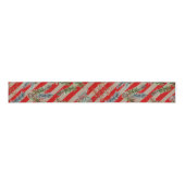Festive Red Stripe Pine Spruce Cones Kraft Holiday Grosgrain Lint (Voorkant)