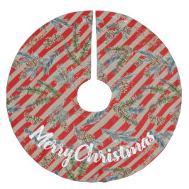 Festive Red Stripe Pine Spruce Cones Kraft Holiday Kerstboom Rok