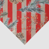 Festive Red Stripe Pine Spruce Cones Kraft Holiday Tissuepapier (Detail)