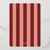 Festive Red Striped Holiday Party Folie Uitnodiging (Achterkant)