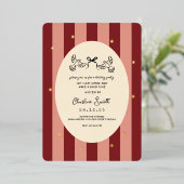 Festive Red Striped Holiday Party Invitation Folie Uitnodiging (Staand Voorkant)