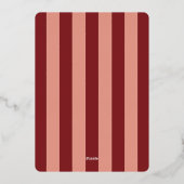 Festive Red Striped Holiday Party Invitation Folie Uitnodiging (Achterkant)
