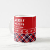 Festive Red Tartan Gepersonaliseerd Kerstfeest Koffiemok (Voorkant links)