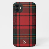 Festive Red Tartan Kerstmis Monogram Case-Mate iPhone Case (Achterkant)