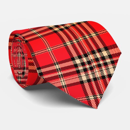 Festive Red Tartan Stropdas (Opgerold)