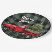 Festive Red Truck with Christmas Tree Paper Plates Papieren Bordje (Gekanteld)
