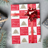 Festive Red Typography kerstboom Cadeaupapier