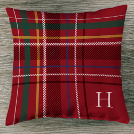Festive red vakantion plaid kerstmonogram decor kussen