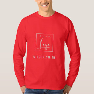 Festive Red White Business voegt uw Logo met naam  T-shirt