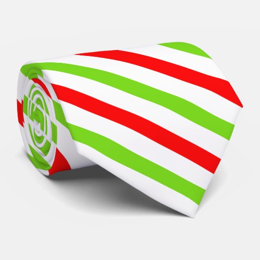Festive Red White en Green Traditional Stripes Stropdas (Opgerold)