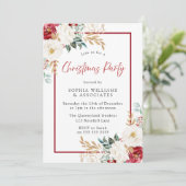 Festive Red White Floral kerstparty Kaart (Staand voorkant)