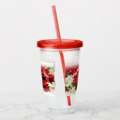 Festive Red White Floral Poinsettia Flowers Acryl Drinkbeker (Links)