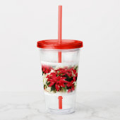 Festive Red White Floral Poinsettia Flowers Acryl Drinkbeker (Voorkant)