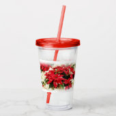 Festive Red White Floral Poinsettia Flowers Acryl Drinkbeker (Achterkant)