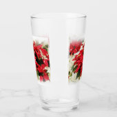 Festive Red White Floral Poinsettia Flowers Glas (Links)