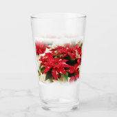 Festive Red White Floral Poinsettia Flowers Glas (Voorkant)