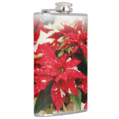Festive Red White Floral Poinsettia Flowers Heupfles (Rechts)