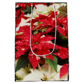 Festive Red White Floral Poinsettia Flowers Medium Cadeauzakje (Achterkant)