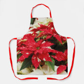 Festive Red White Floral Poinsettia Flowers Schort (Voorkant)