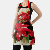 Festive Red White Floral Poinsettia Flowers Schort (Insitu)