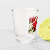 Festive Red White Floral Poinsettia Flowers Shot Glas (Links)