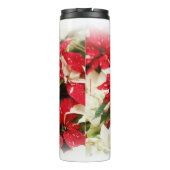 Festive Red White Floral Poinsettia Flowers Thermosbeker (Achterkant)