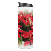 Festive Red White Floral Poinsettia Flowers Thermosbeker (Geroteerd rechts)