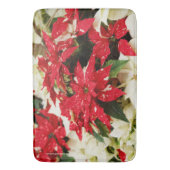 Festive Red White Floral Poinsettias Badmat (Voorkant Verticaal)