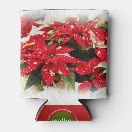 Festive Red White Floral Poinsettias Blikjeskoeler (Voorkant)