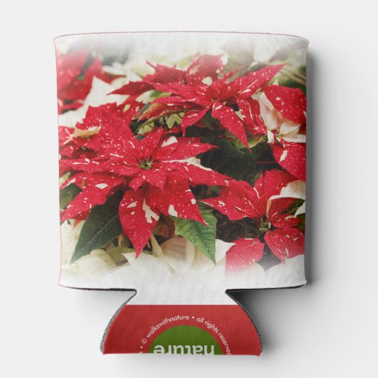 Festive Red White Floral Poinsettias Blikjeskoeler (Achterkant)