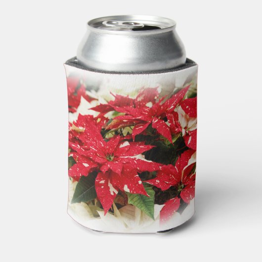 Festive Red White Floral Poinsettias Blikjeskoeler (Blikje Achterkant)