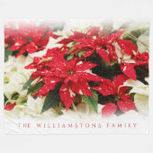 Festive Red White Floral Poinsettias Fleece Deken (Voorkant (Horizontaal))