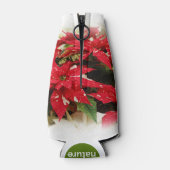 Festive Red White Floral Poinsettias Flesjeskoeler (Achterkant)