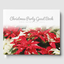 Festive Red White Floral Poinsettias Gastenboek