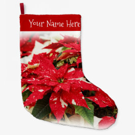 Festive Red White Floral Poinsettias Grote Kerstsok