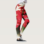 Festive Red White Floral Poinsettias Leggings (Rechts)