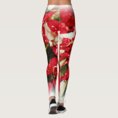 Festive Red White Floral Poinsettias Leggings (Achterkant)