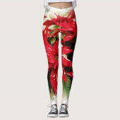 Festive Red White Floral Poinsettias Leggings (Voorkant)