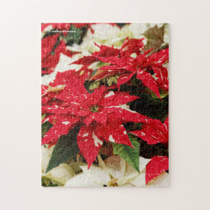 Festive Red White Floral Poinsettias Legpuzzel