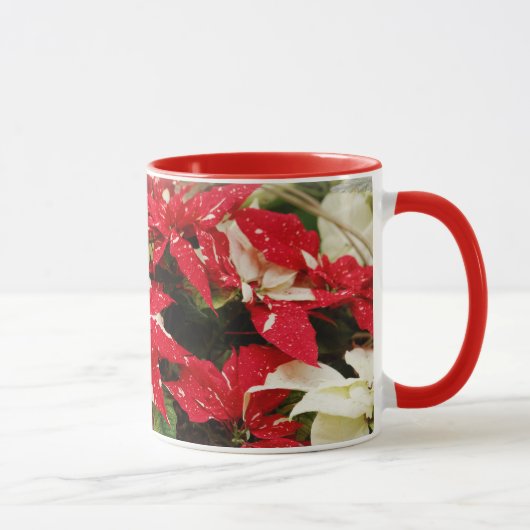 Festive Red White Floral Poinsettias Mok (Rechts)