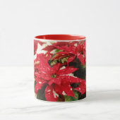 Festive Red White Floral Poinsettias Mok (Midden)