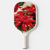 Festive Red White Floral Poinsettias Pickleball Paddle (Achterkant)