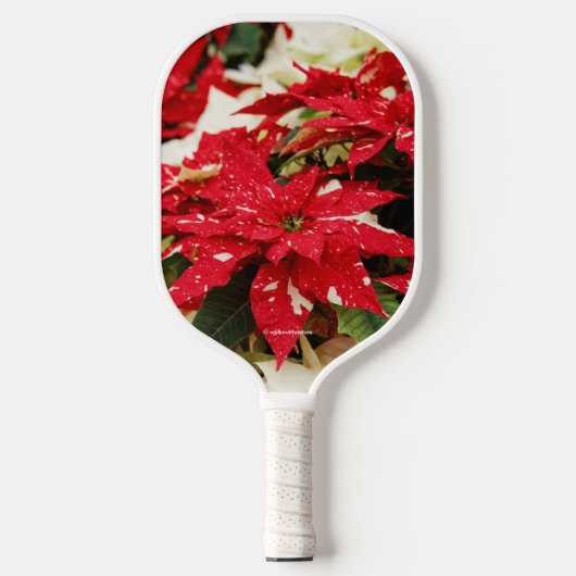 Festive Red White Floral Poinsettias Pickleball Paddle (Voorkant)