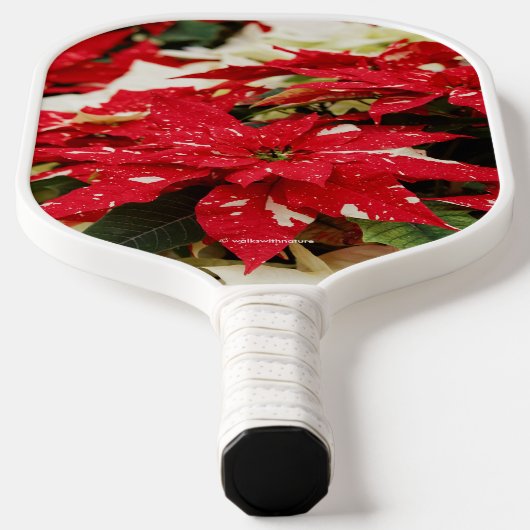 Festive Red White Floral Poinsettias Pickleball Paddle (Laagn)